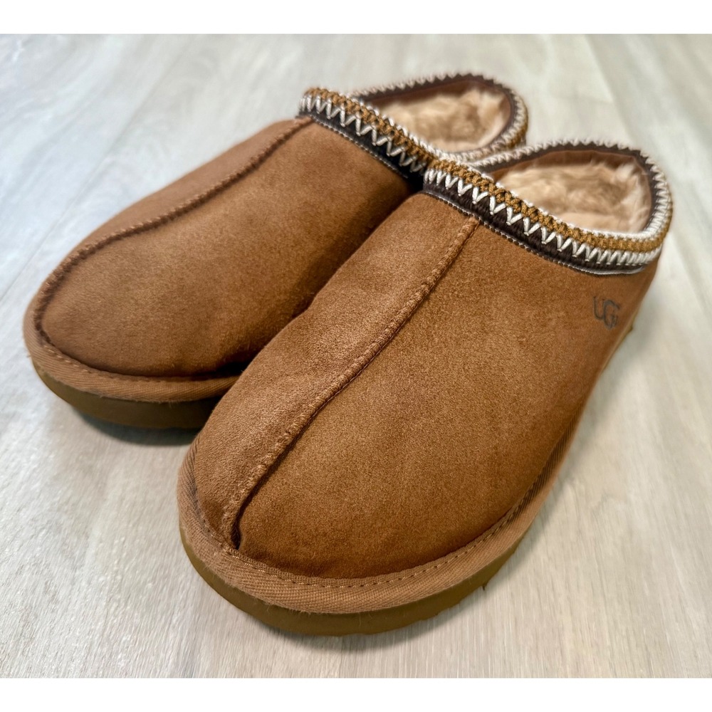UGG Tasman Slipper Mens 12 Chestnut Brown Suede Sheepskin